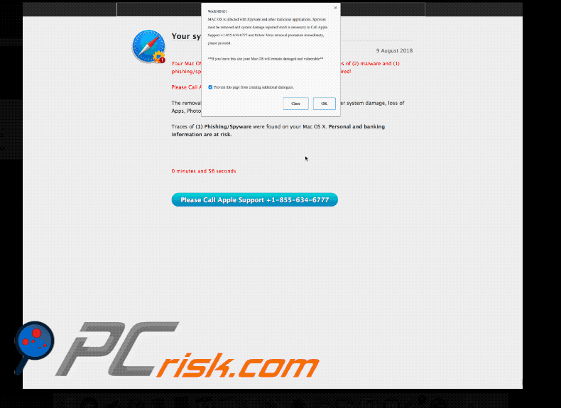 Aparecimento de Phishing/Spyware foram encontrados em seu Mac scam (GIF)