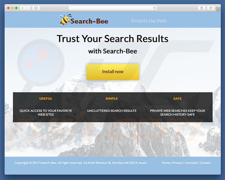 Site fraudulento usado para promover search.search-bee.com