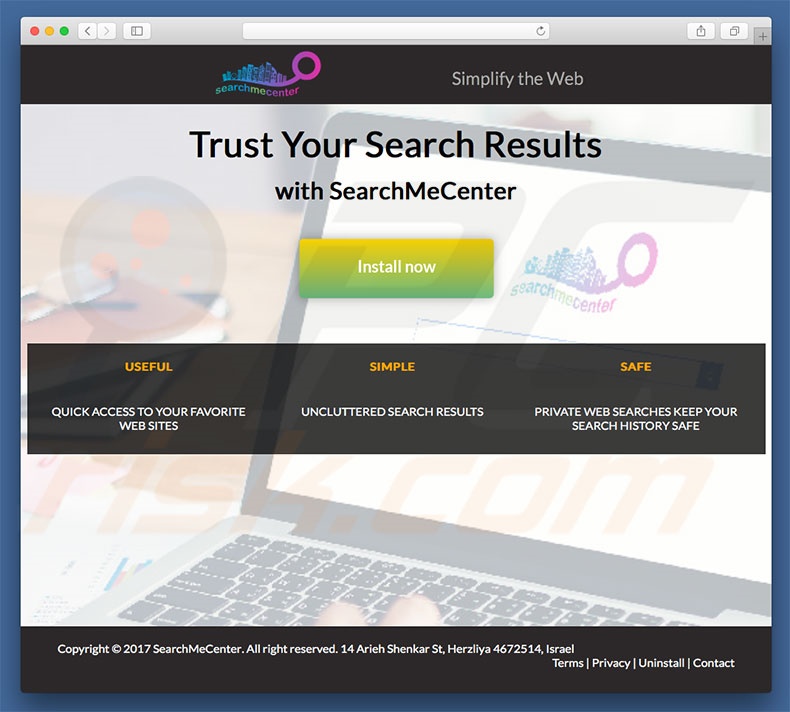 Site fraudulento usado para promover search.searchmecenter.com