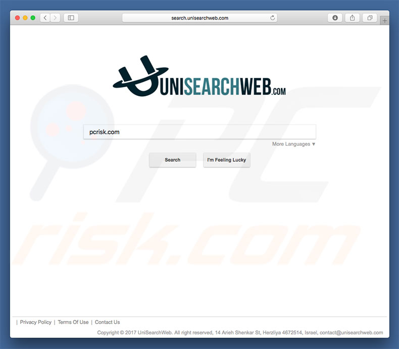 sequestrador de navegador unisearchweb.com num computador Mac