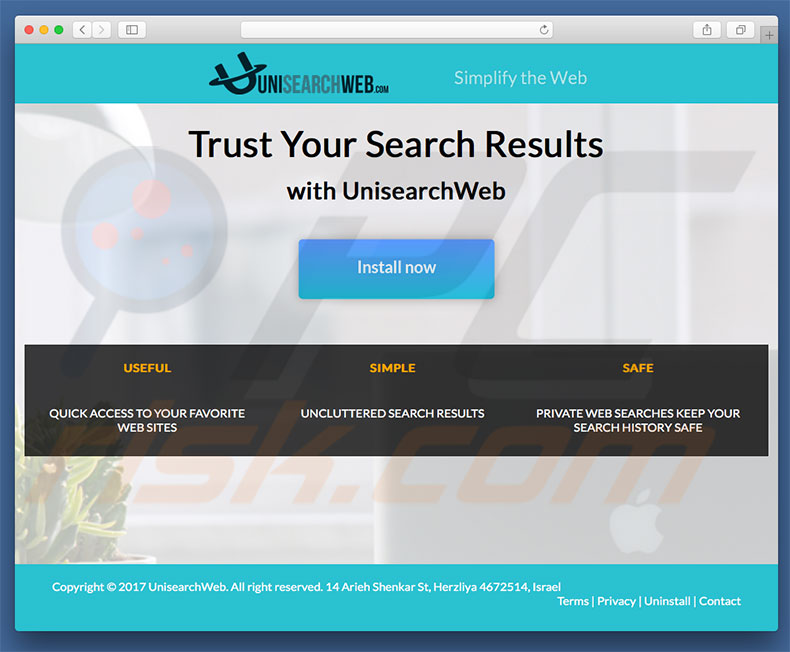 Site fraudulento usado para promover unisearchweb.com