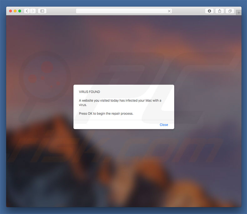 Fraude do Website You Visited Infected Your Mac With A Virus