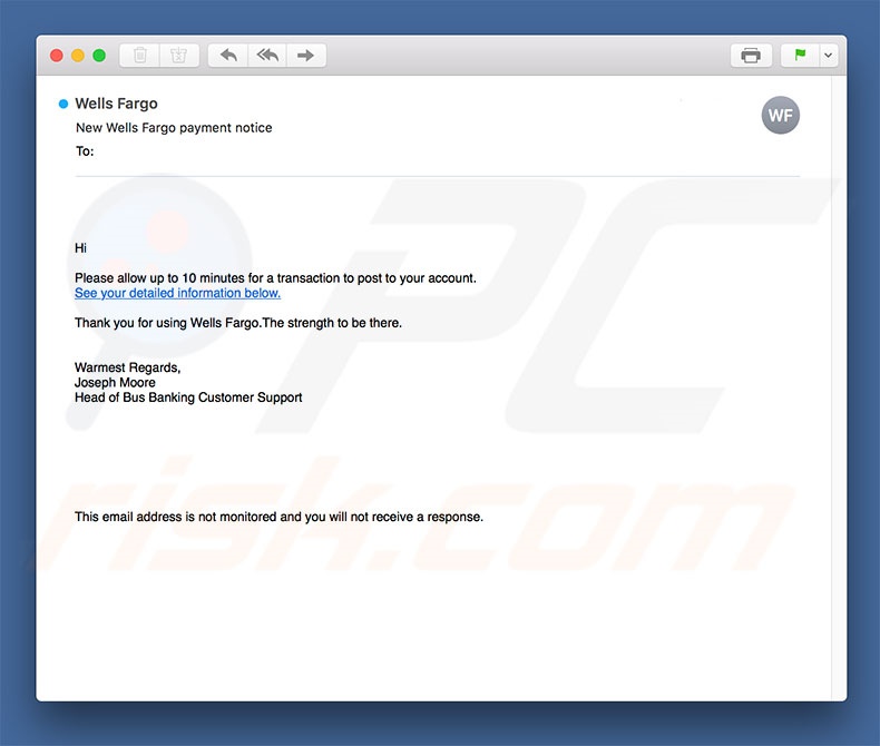 Malware Wells Fargo Email Virus