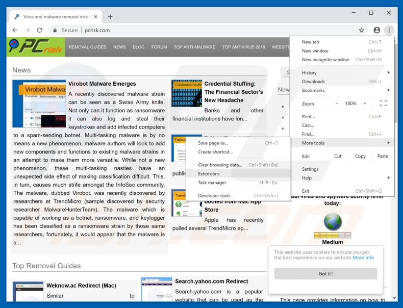 Remova as extensões fraudulentas do Google Chrome passo 1