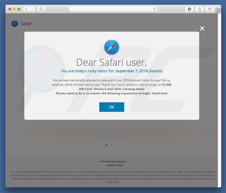 Fraude Dear Safari User, You Are Today's Lucky Visitor