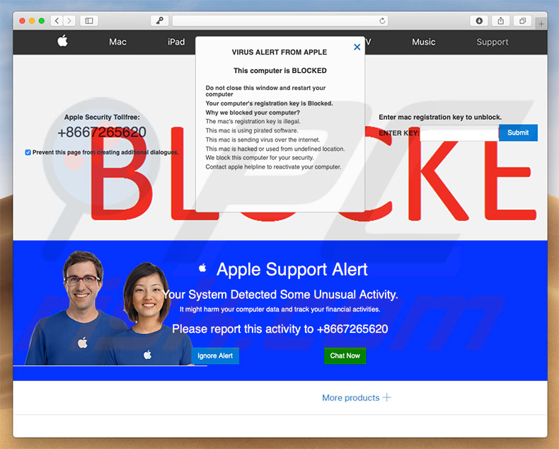 Fraude do Apple Support Alert 