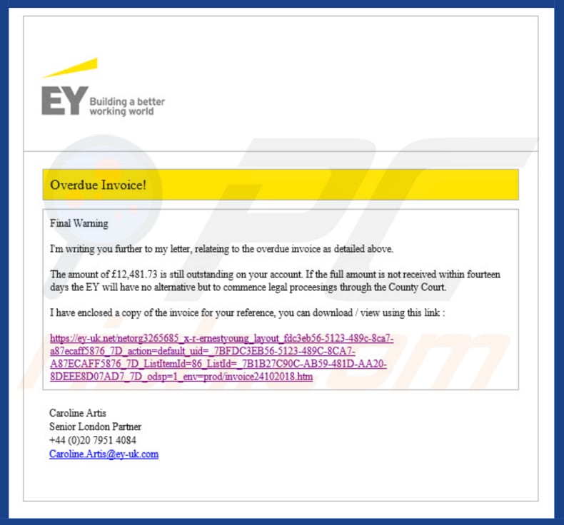 Malware Ernst & Young Email Virus