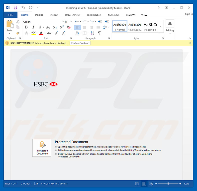 outro anexo HSBC Email Virus