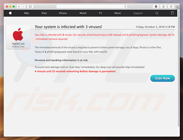 Falso erro a promover Mac Cleanup Pro