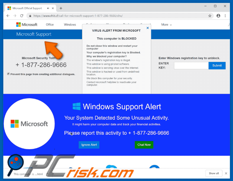 fraude Microsoft Support Alert gif