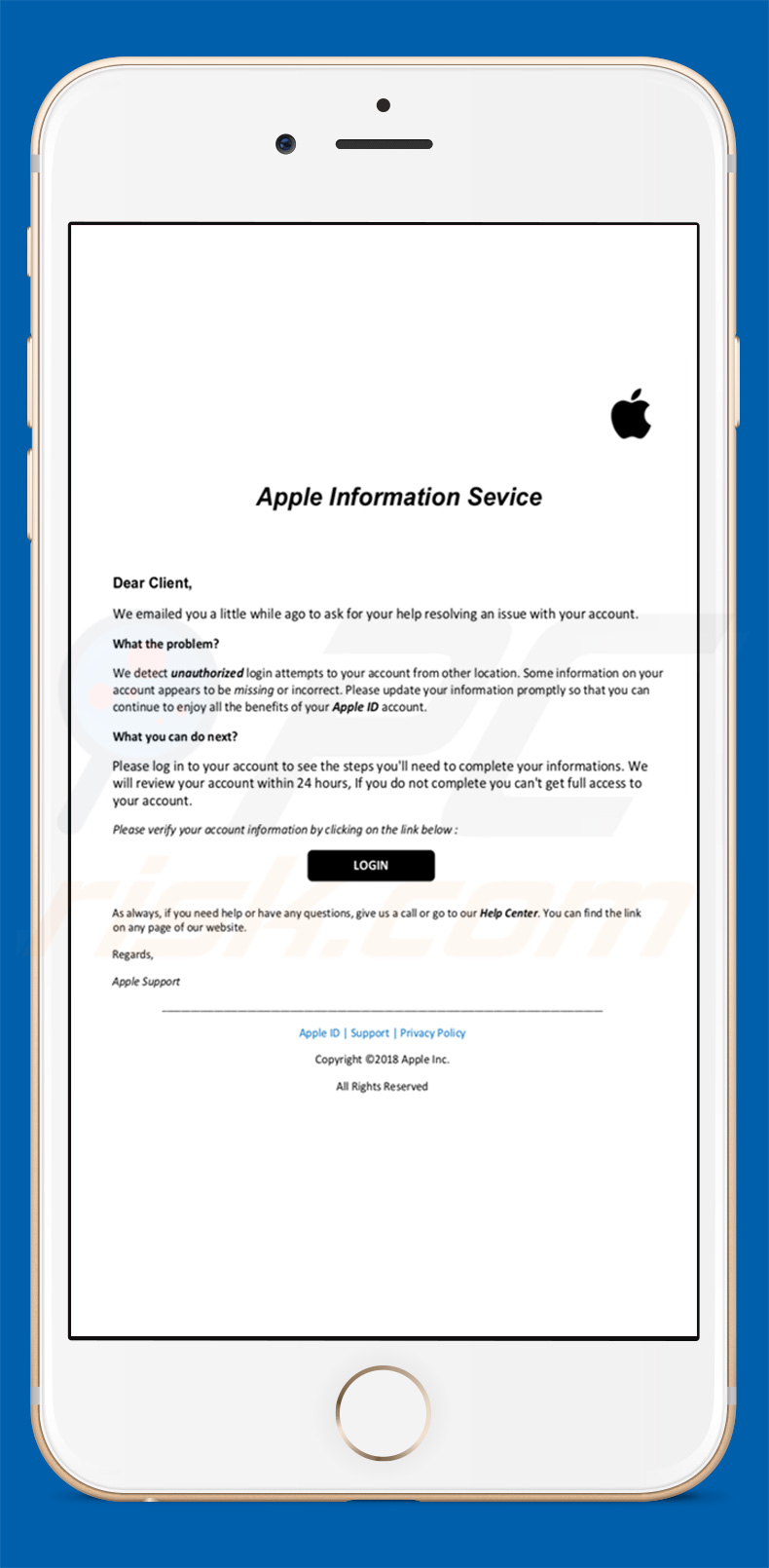Apple Email Virus a roubar contas