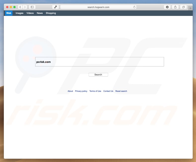 sequestrador de navegador search.hogwarin.com num computador Mac