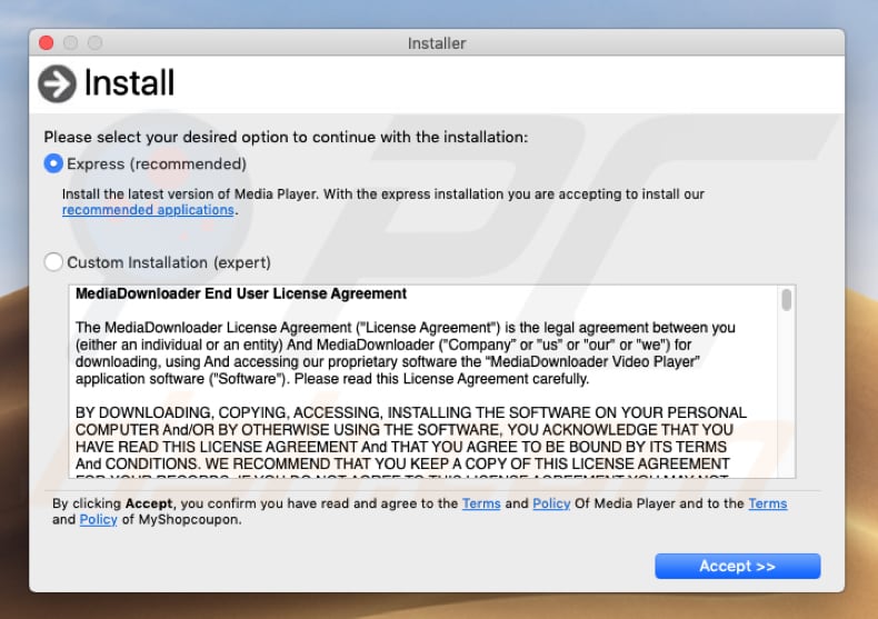 instalador de adware a exibir o falso Osascript quer controlar o pop-up do sistema Safari