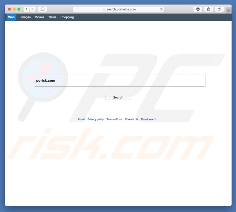 sequestrador de navegador search.porterice.com num computador Mac