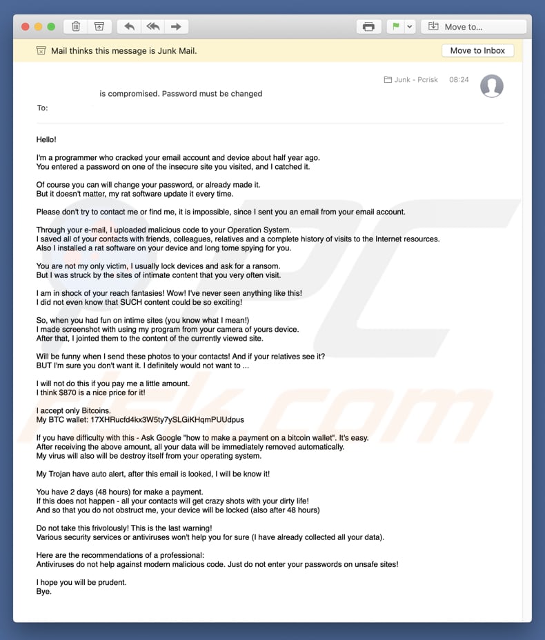 malware I'm a programmer who cracked your email Scam
