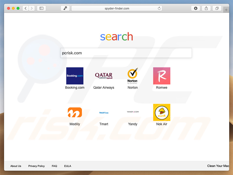 sequestrador de navegador spyder-finder.com num computador Mac
