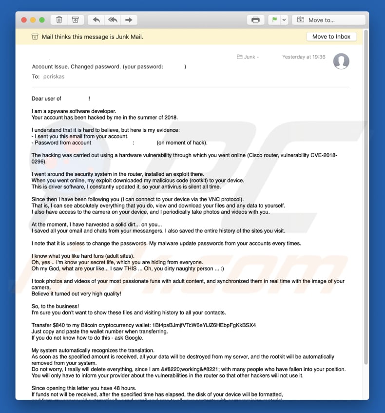 Campanha de email spam I am a spyware software developer Email