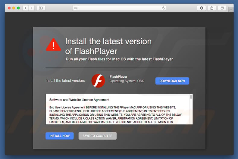 Fake Adobe Flash Player a promover o XMRig CPU Miner