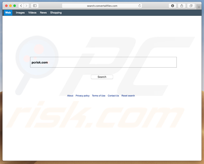 sequestrador de navegador search.convertallfiles.com num computador Mac