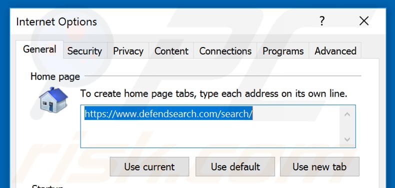 Removendo defendsearch.com da página inicial do Internet Explorer
