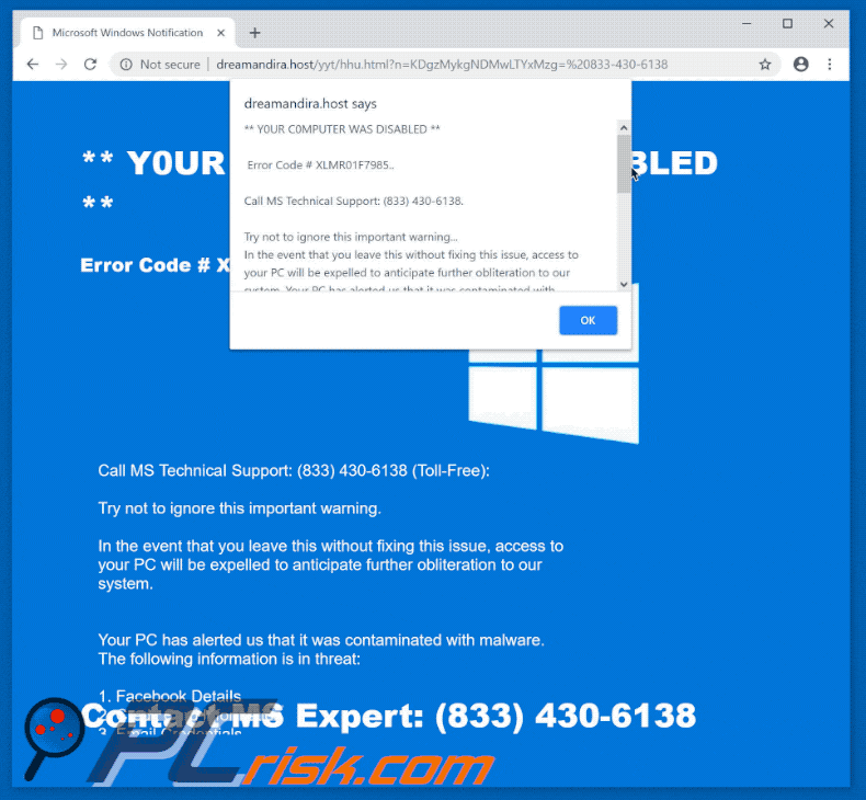 Gif da fraude do Error Code XLMR01F7985