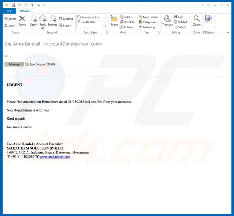 FormBook a distribuir email de spam