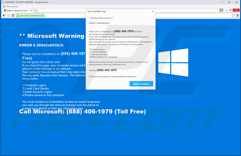 ecrã completo Microsoft Warning Alert