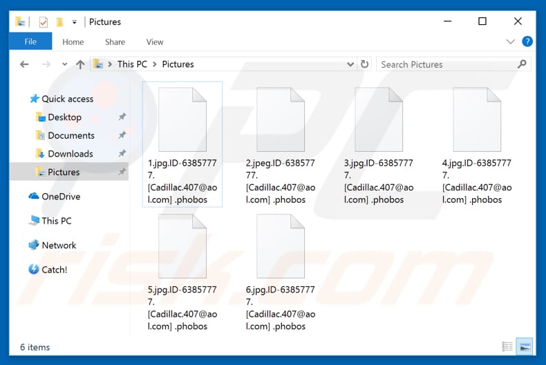 Ficheiros encriptados por Phobos