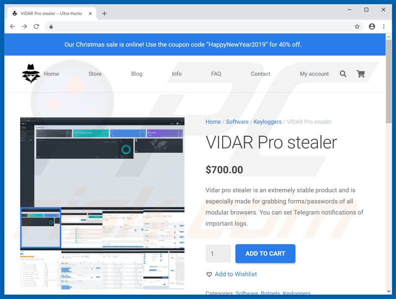 website a promover o trojan Vidar