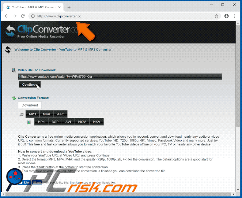 aparência do site clipconverter.cc (GIF)