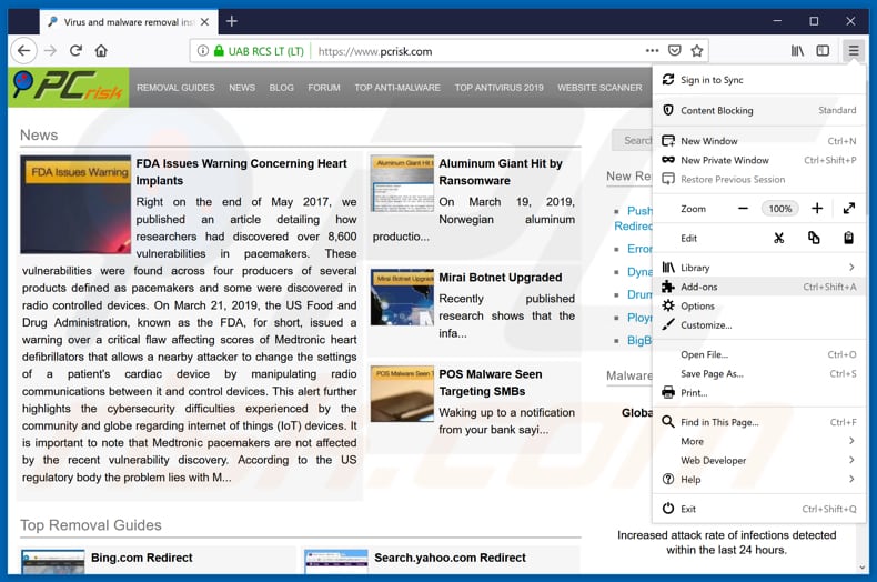 Remoção dos anúncios clipconverter.cc do Mozilla Firefox passo 1