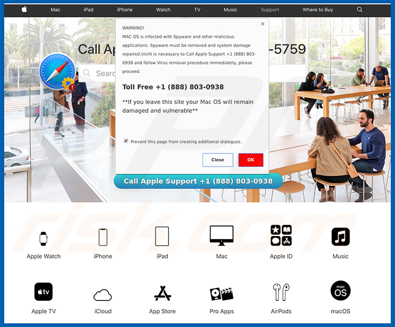 MAC OS Is Infected com o pop-up da fraude Spyware