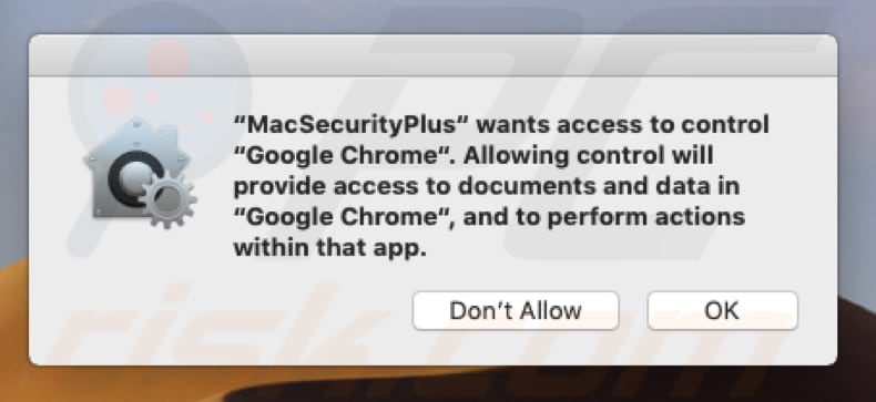 mac security plus quer controlar o navegador