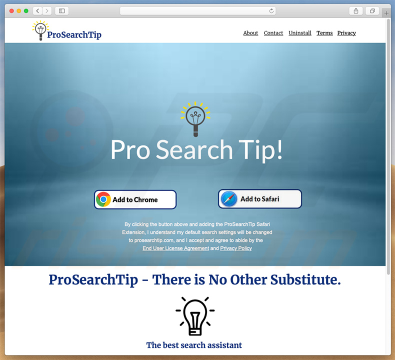 Website fraudulento usado para promover search.prosearchtip.com