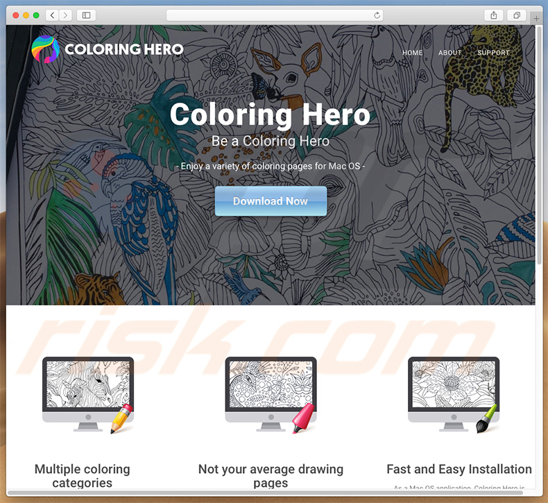 Website fraudulento usado para promover search.coloringhero.com