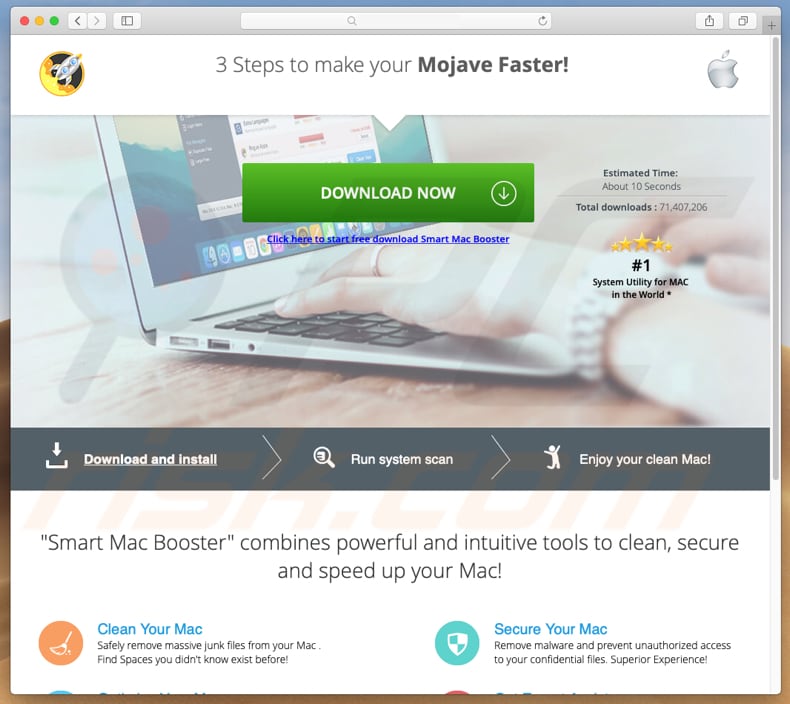 site enganador encorajador para descarregar smart mac booster