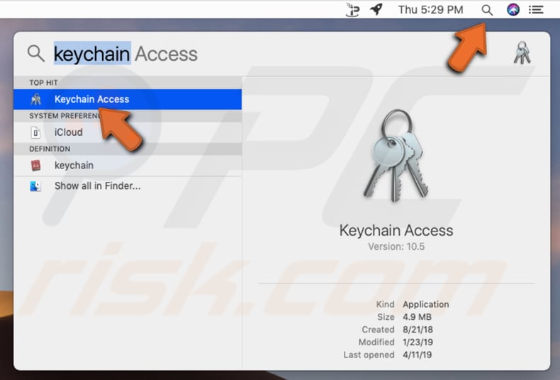 excluir certificado Spi adicionado ao keychain passo 1