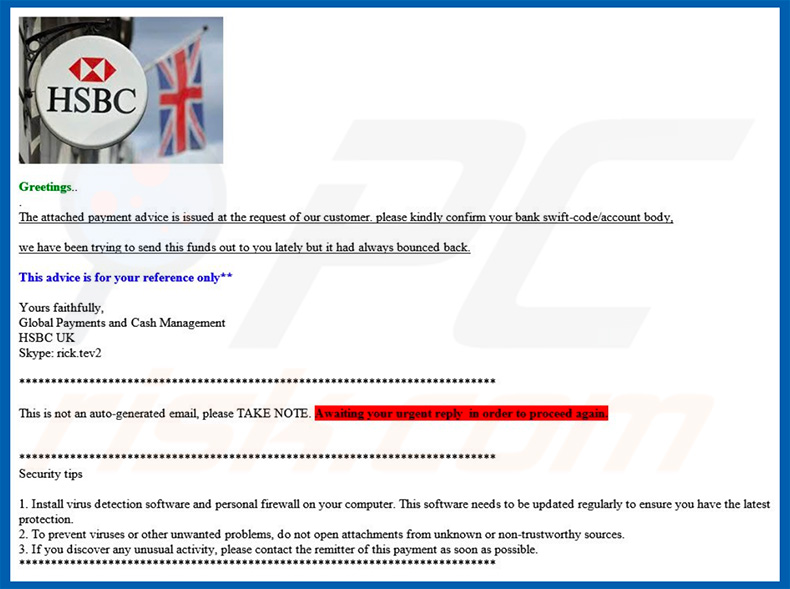Campanha de spam por e-mail do HSBC que distribui o Trojan NanoCore