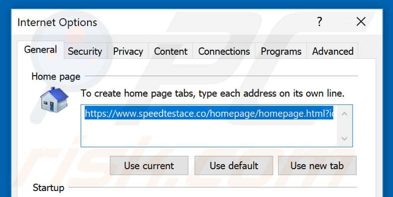 Removendo speedtestace.co da página inicial do Internet Explorer
