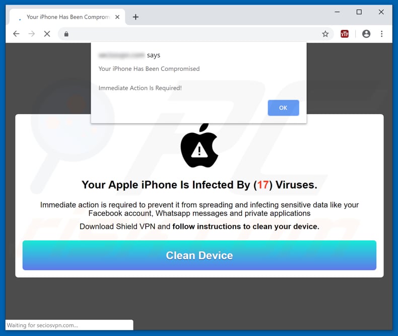 Fraude Your Apple iPhone Is Infected By (17) Viruses
