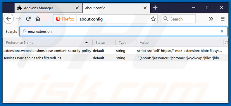 Removendo approvedresults.com da página inicial e motor de pesquisa padrão do Mozilla Firefox.
