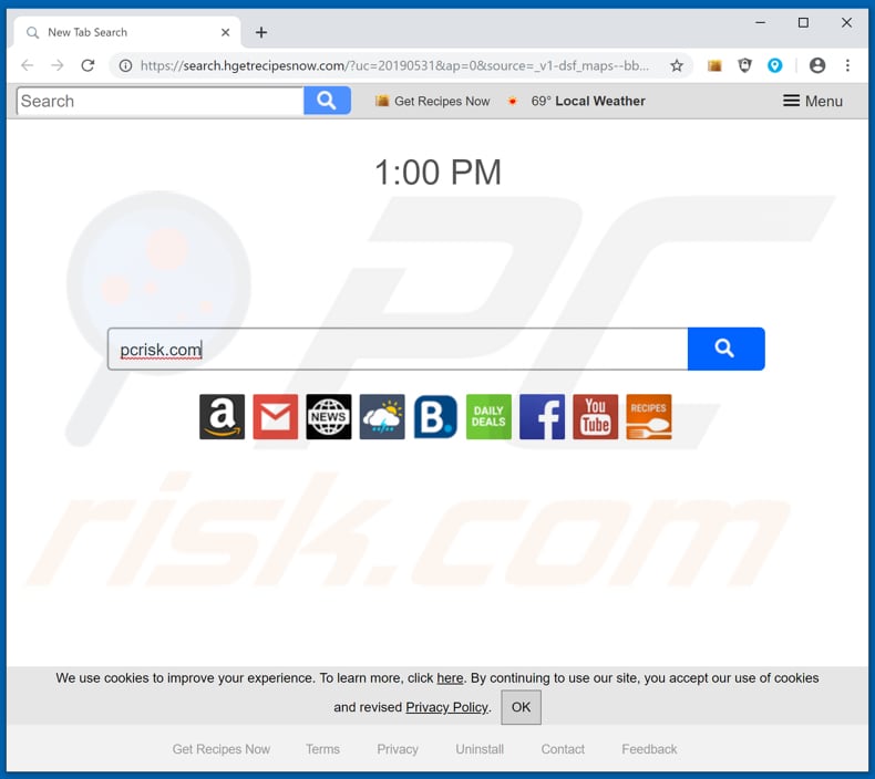 Sequestrador de navegador search.hgetrecipesnow.com