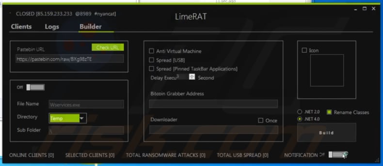 Painel de Controlo de limerat