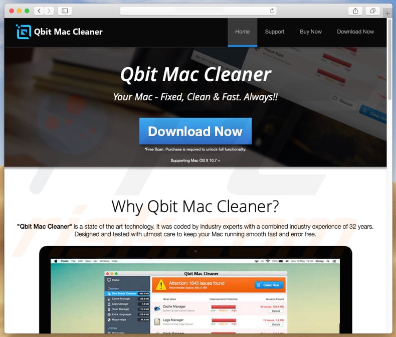 site que promove qbit mac cleaner