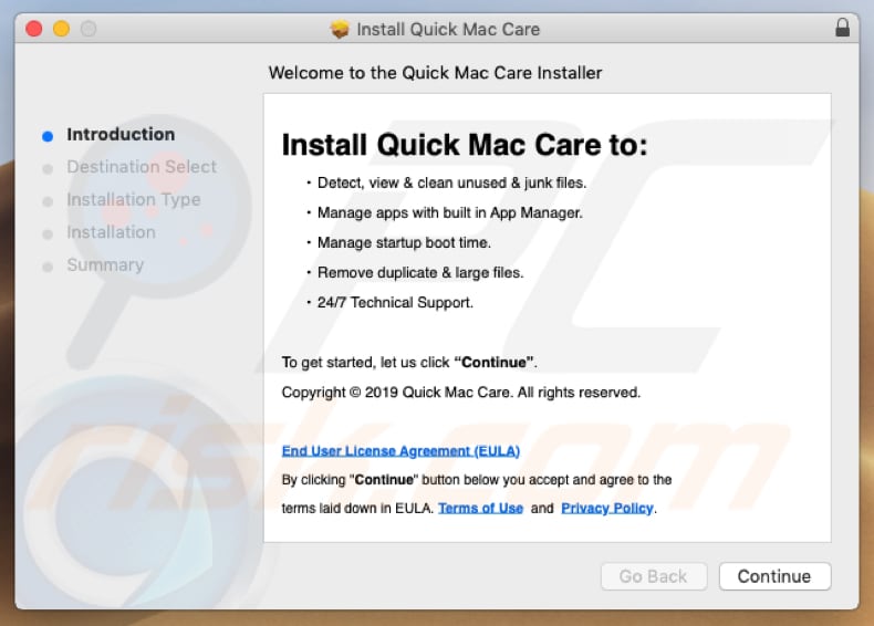 Instalador rápido do Mac Care