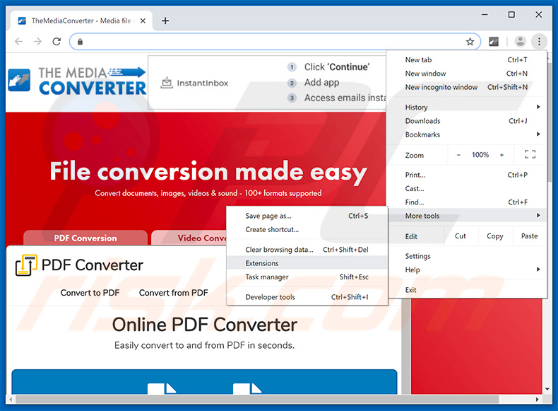 Removendo os anúncios TheMediaConverter Promos do Google Chrome passo 1