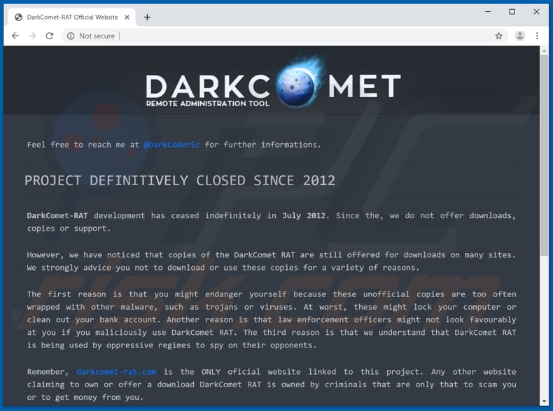 darkcomet website oficial de descarregamento