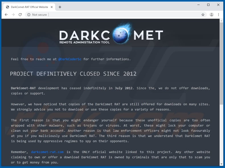darkcomet website oficial de descarregamento