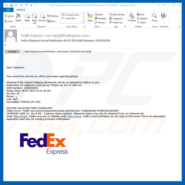 Vírus FedEx Express Email