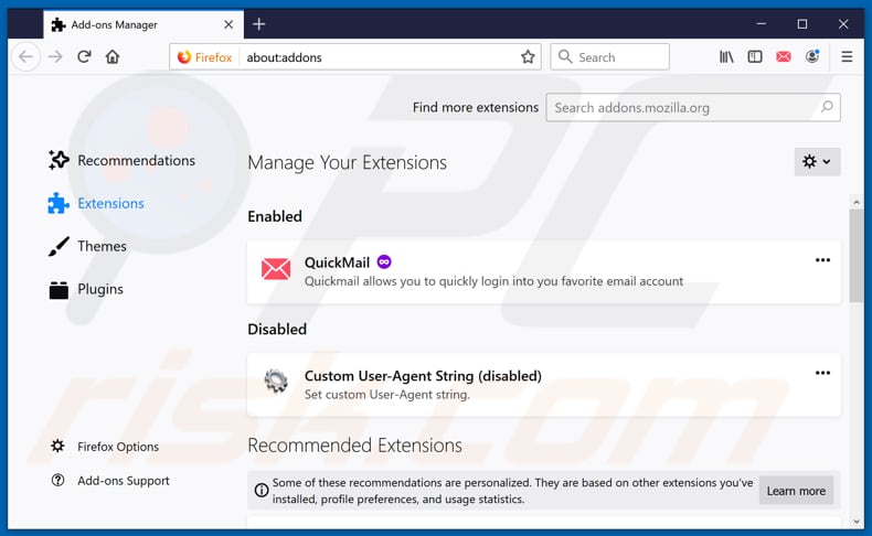 Removendo as extensões relacionadas a hidemysearches.com do Mozilla Firefox